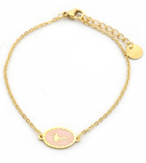 armband Flamingo dames RVS goud/roze - Afbeelding 2